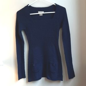 Arizona navy blue sweater with square neck line
